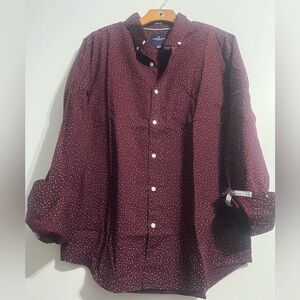 American Eagle Outfitters Maroon Dotted Shirt